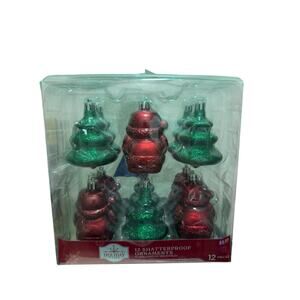 Holiday Time 2024 12 Shatterproof Ornaments Christmas Trees Santa Claus
